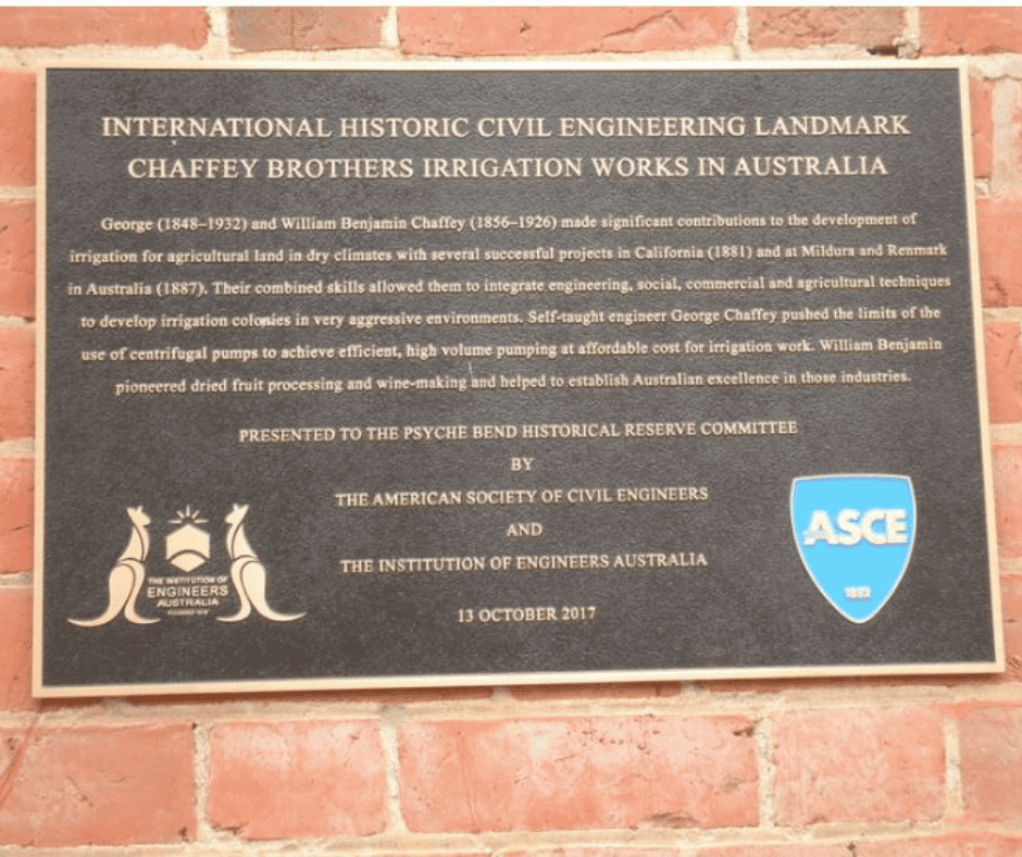 George and William Chaffey plaque
