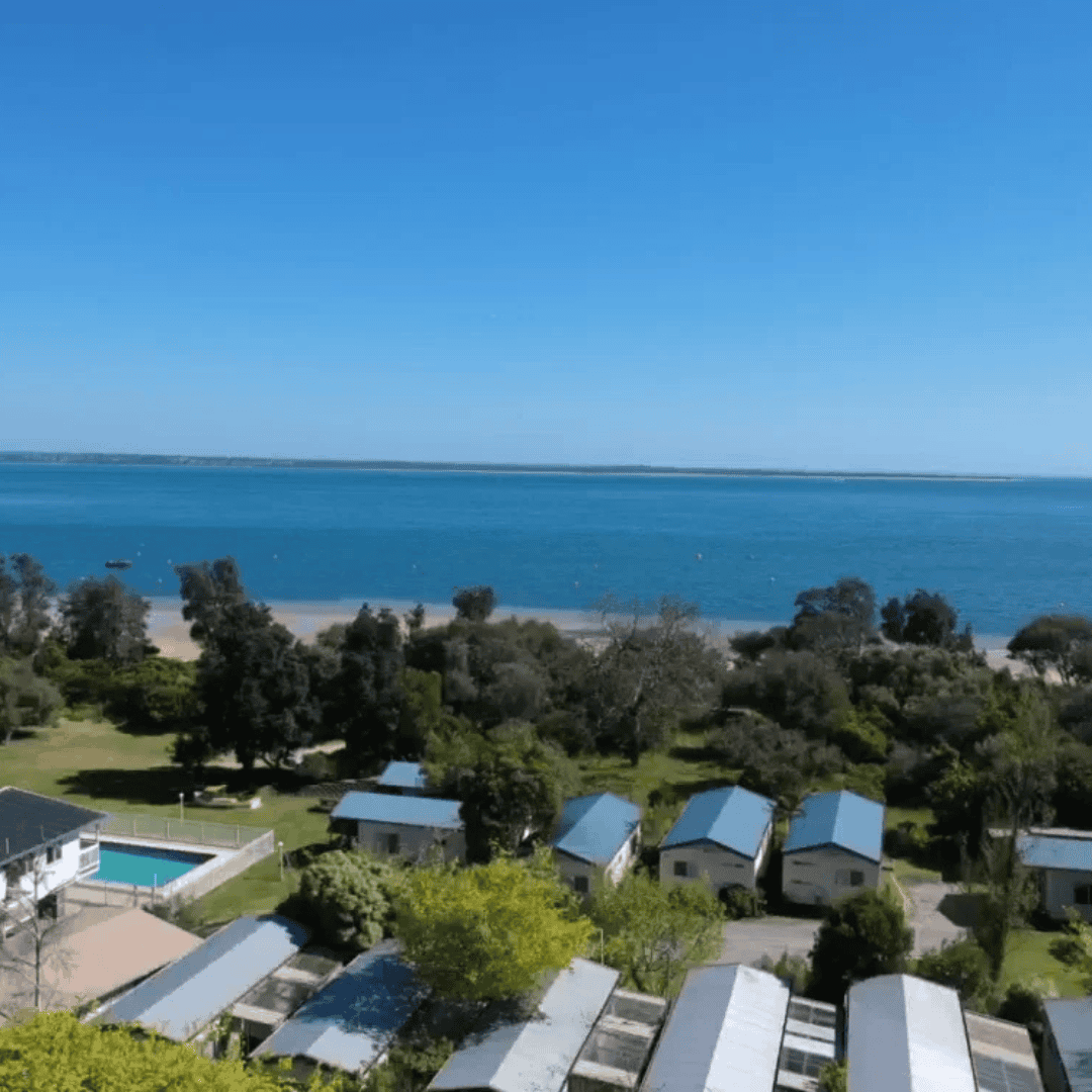 Beach park tourist caravan park aerial shot
