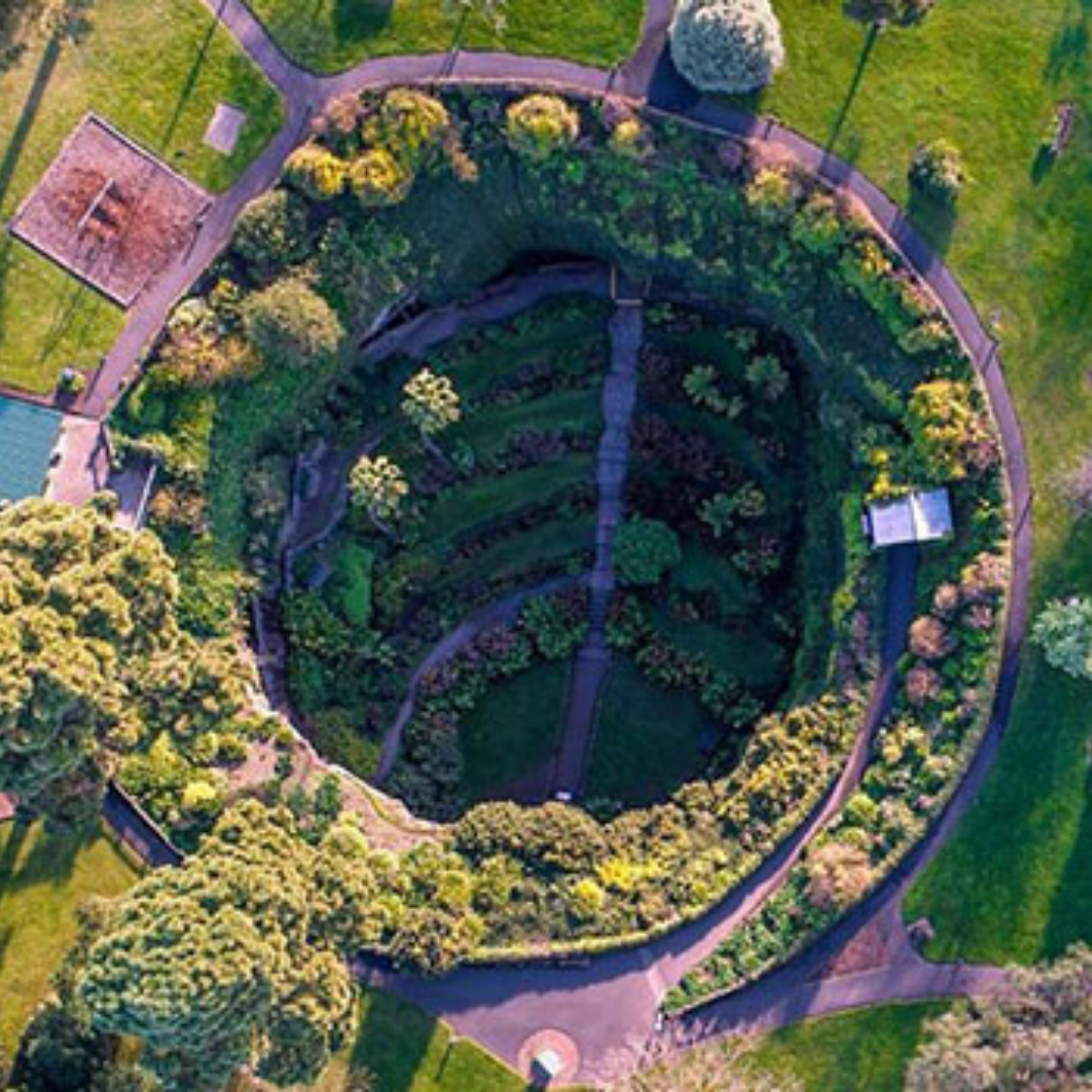 mount gambier central caravan park sink hole aerial view