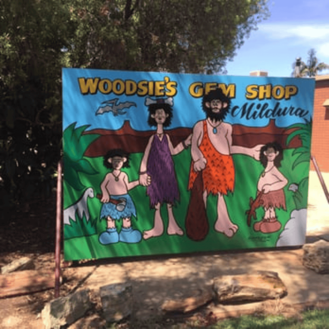 Woodsies Gem Shop Sign
