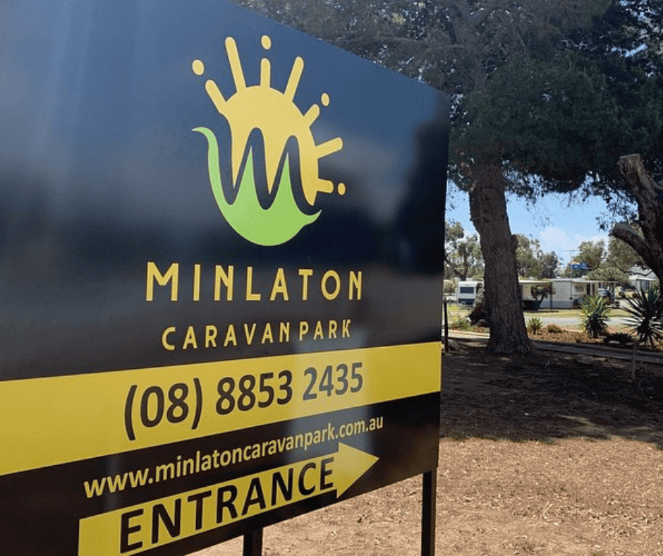 Minlaton Caravan Park sign