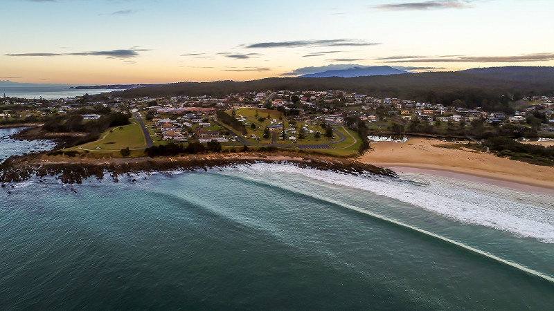 dalmeny campground drone shot of coastline and beach