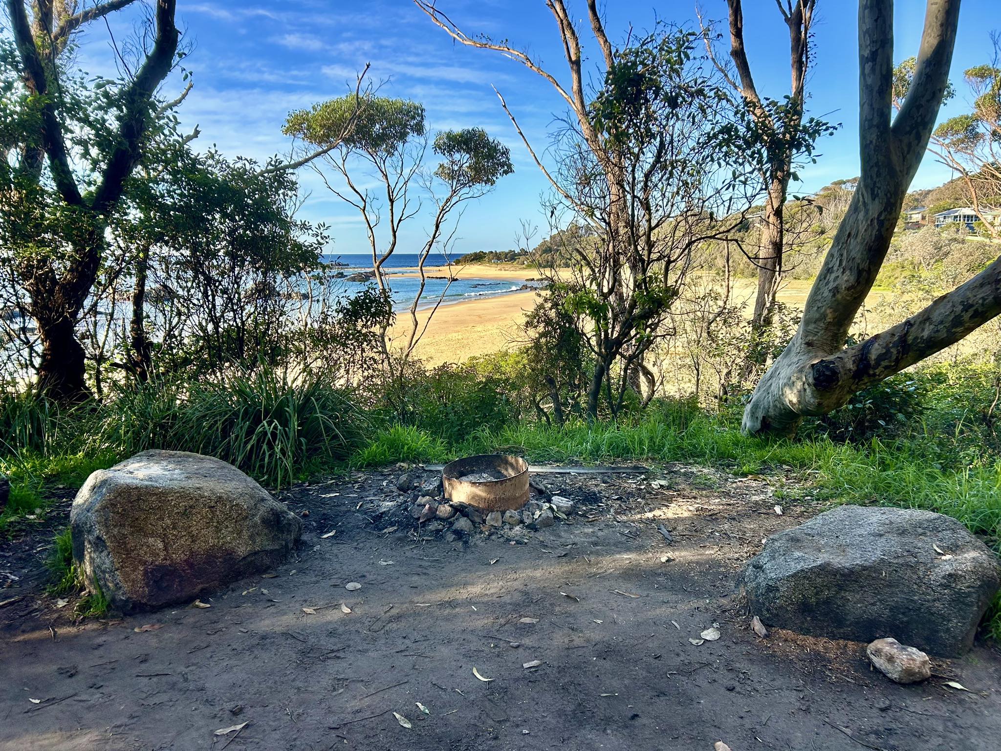 mystery bay campground campfire near beach